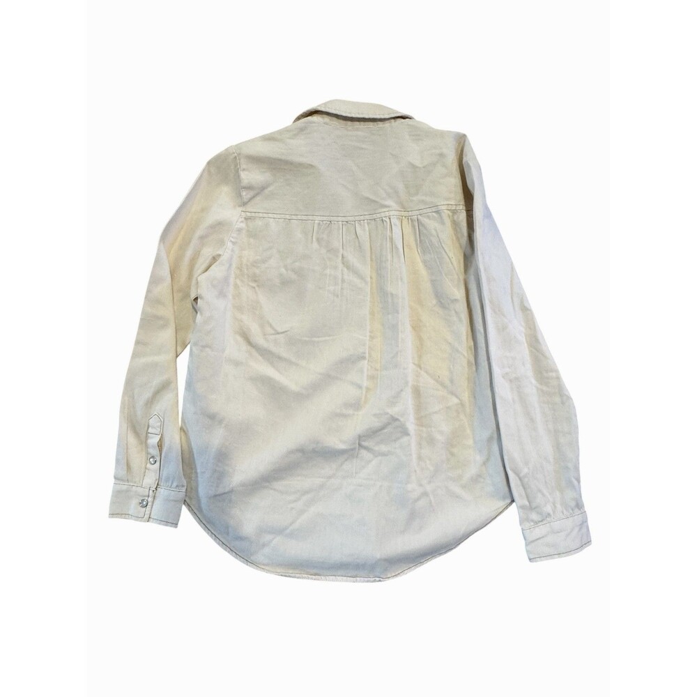 Pilcro Classic Denim Shirt Womens S White Cotton Snap Button Up Long Sleeve - Picture 7 of 8
